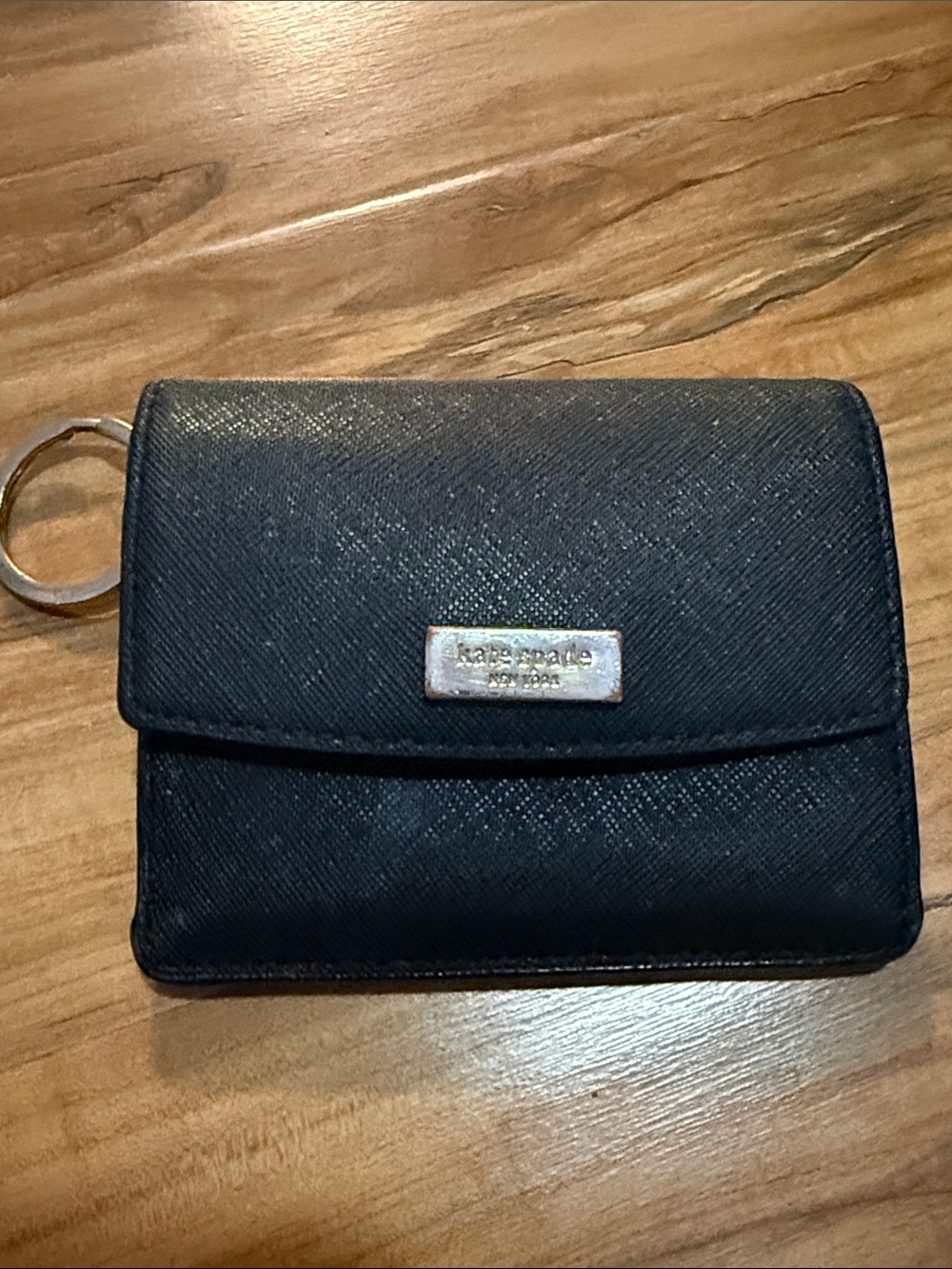 kate spade Black Saffiano Leather Key Ring Card Wallet